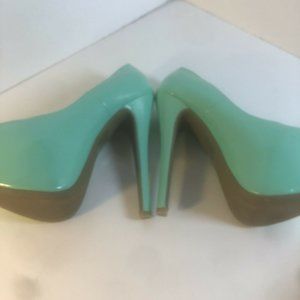 Daily Shoes platform heels in patent jade